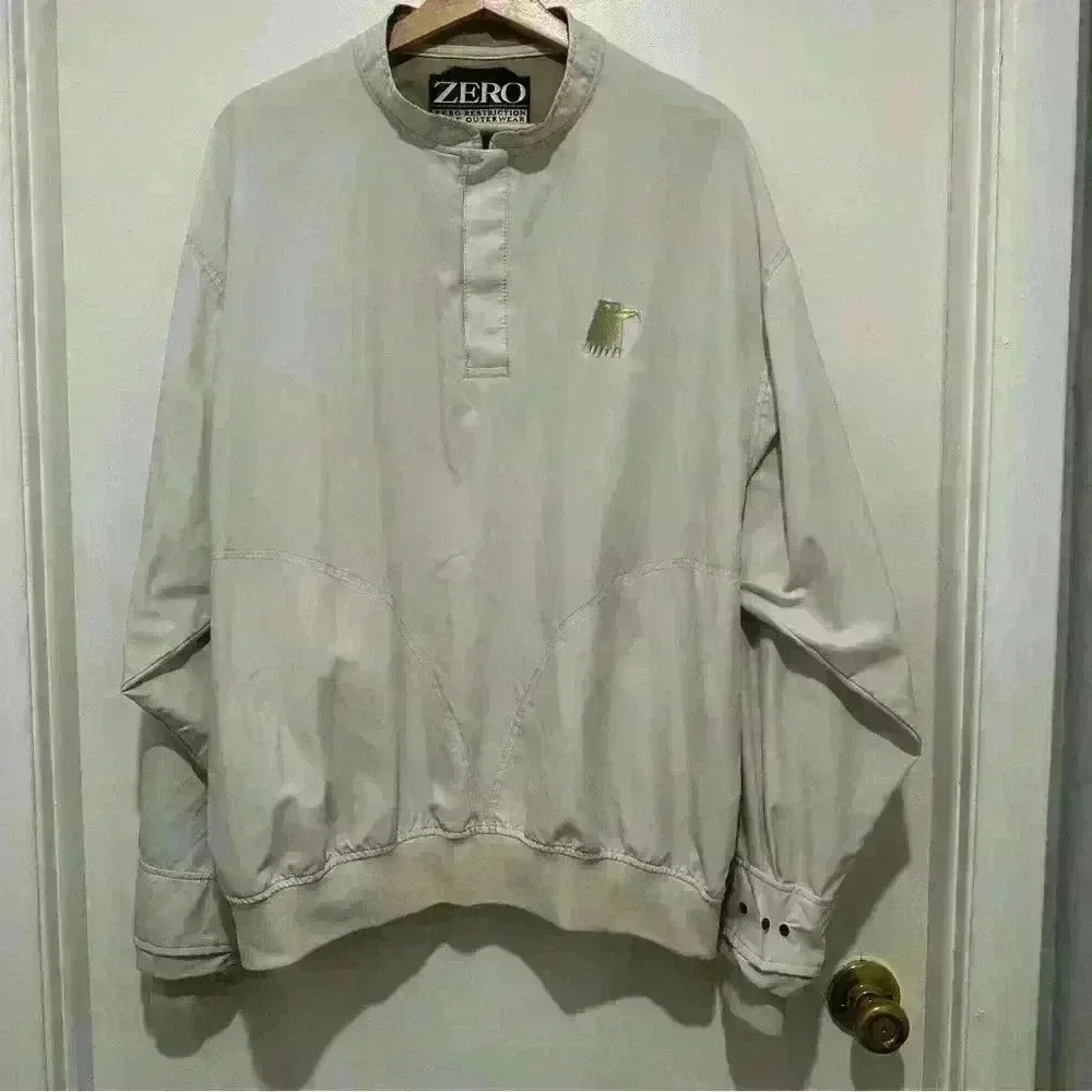 ZERO RESTRICTION Beige Pullover Snap Button Golf Windbreaker‎ Jacket Large
